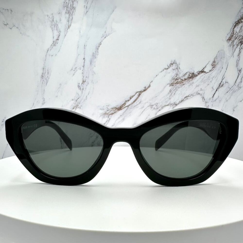 New PRADA Sunglasses Black Butterfly Cat Eye Logo Symbole Logo New - Picture 2 of 16